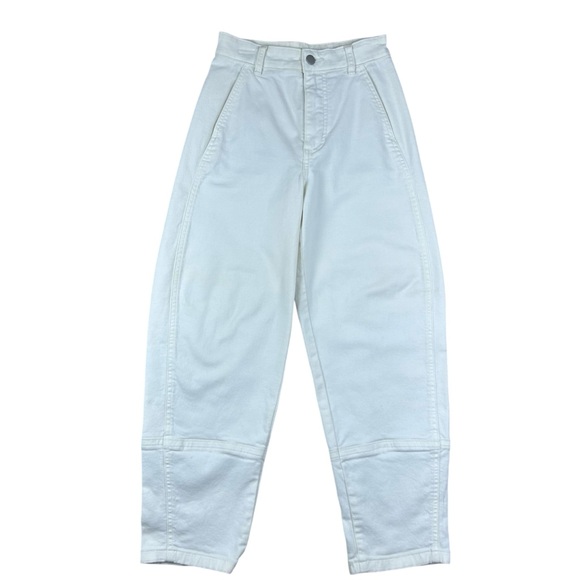 Everlane The Utility Barrel Pant High-Rise Crop Bone White Stretch Grunge Sz 0 - Picture 2 of 15